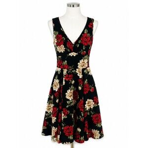 Women’s Y2k IXIA  Floral Fit & Flare Sleeveless V-Neck Dress Size M
